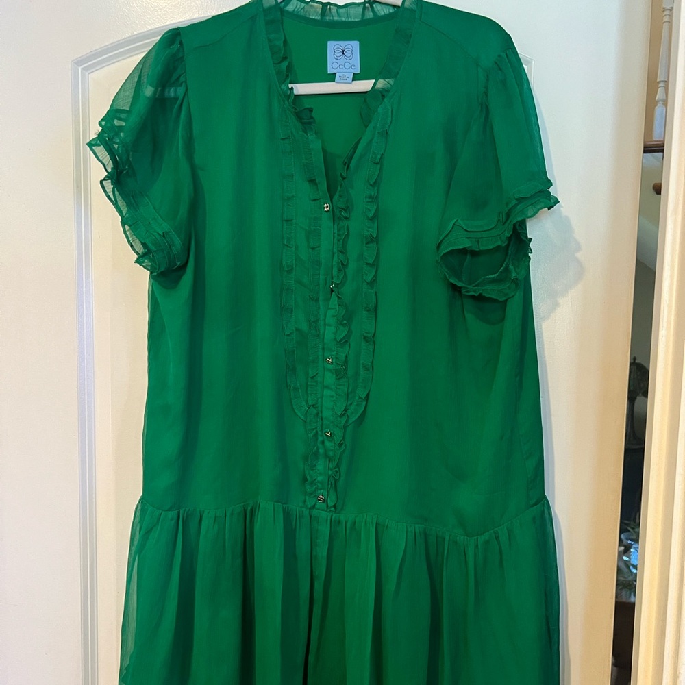 CeCe Green Ruffle Dress
